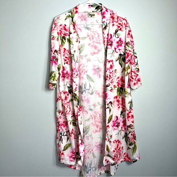 Show Me Your MuMu Sweaters - &Show me your mumu open front long cardigan flowers rose peonies floral pink o/s